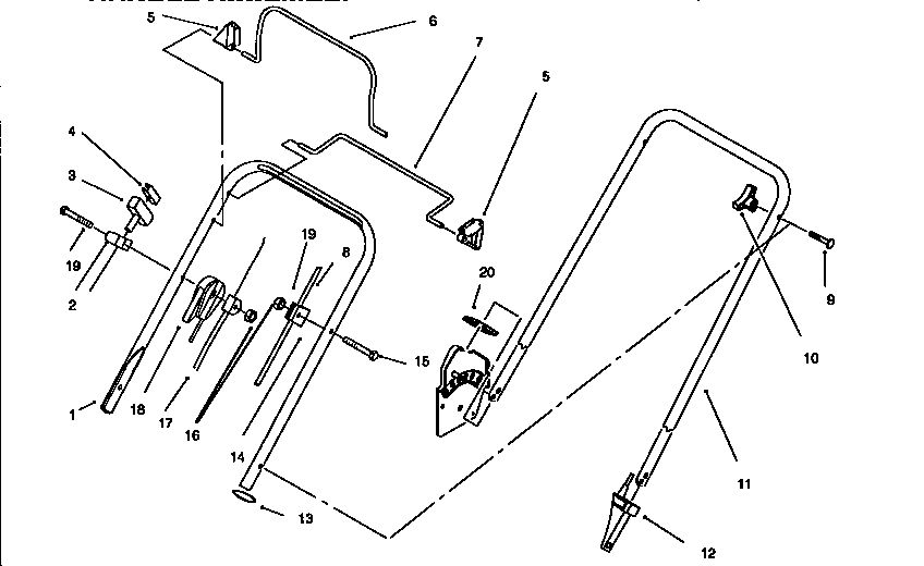 Handle Assembly Diagram and Parts List for 10202 6900001 AND UP Lawn Boy Lawn Mower